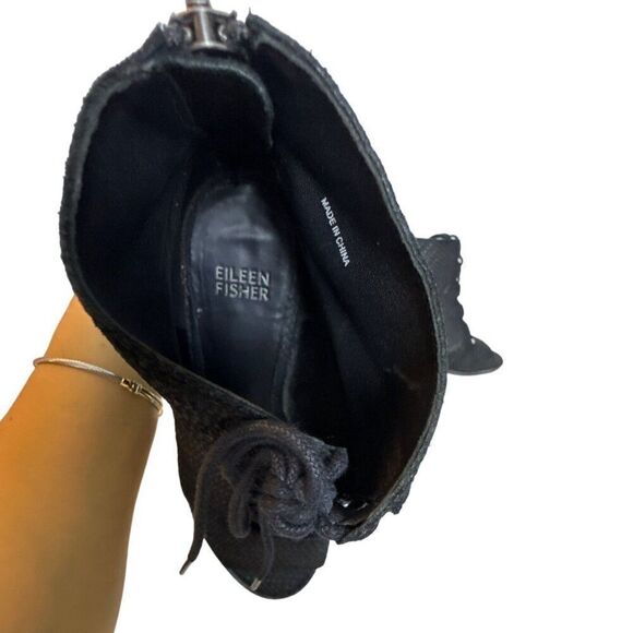 Eileen Fisher Womens Black Woven Open-Toe Ankle Booties 8.5 With Back Zipper Clo - Picture 4 of 6